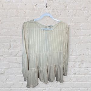 American Eagle Tiered Long Sleeve Shirt with Peekaboo Back XL Cream